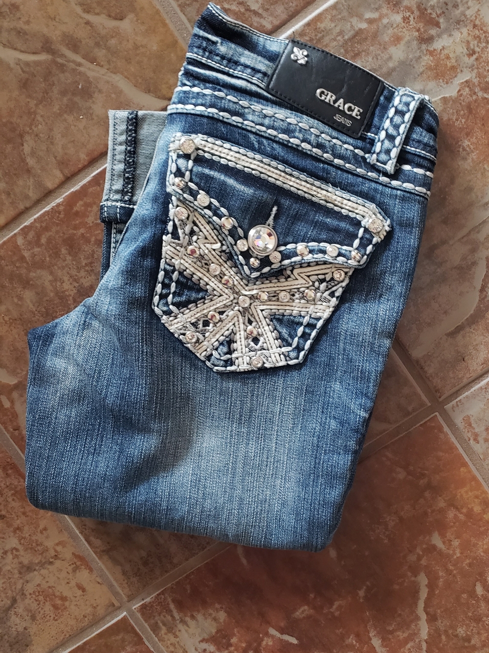 Grace in LA Embellished Capri Jeans